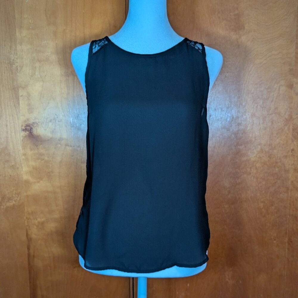Deb Black Sheer Tank with Open Lace Back